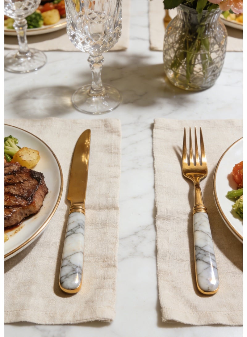 أكنزلмед مجموعة أدوات العشاء 24 قطعة مع موقف المنظم ، مثالية للوجبات العائلية لأشخاص 4-6 - Image 5